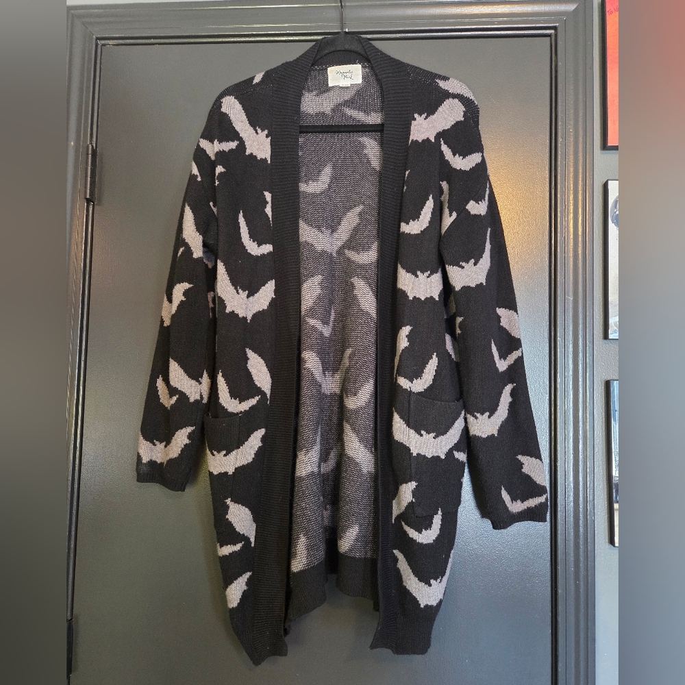 Black And Gray Bat Pattern Sweater - image 1